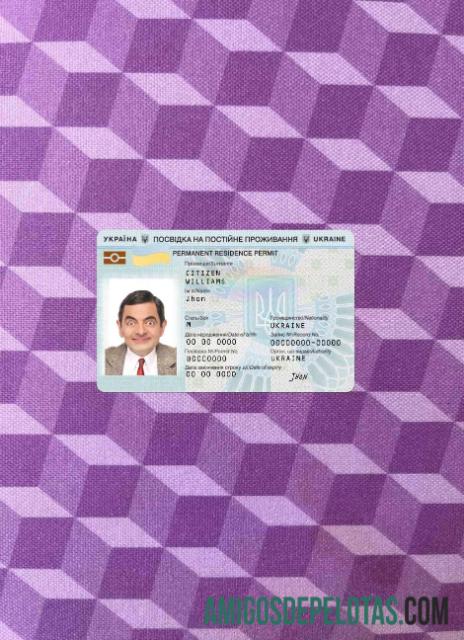 Autorização de residência na Ucrânia Photolook FRONT modelo